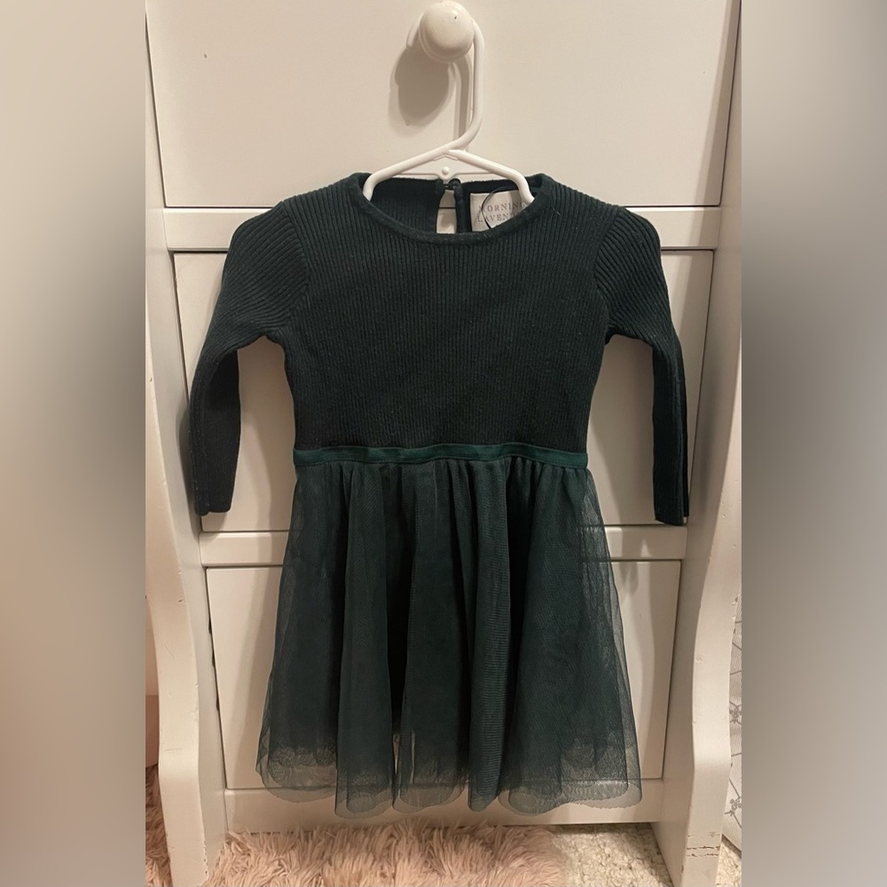 2T Morning Lavender Girls Green Vienna Ribbed Tulle Dress
